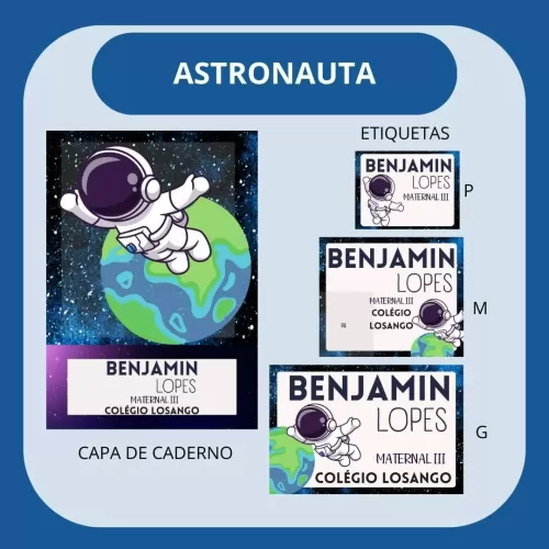 Etiquetas Escolares – Volta Às Aulas 2024 – Astronauta – Hully Personalizados