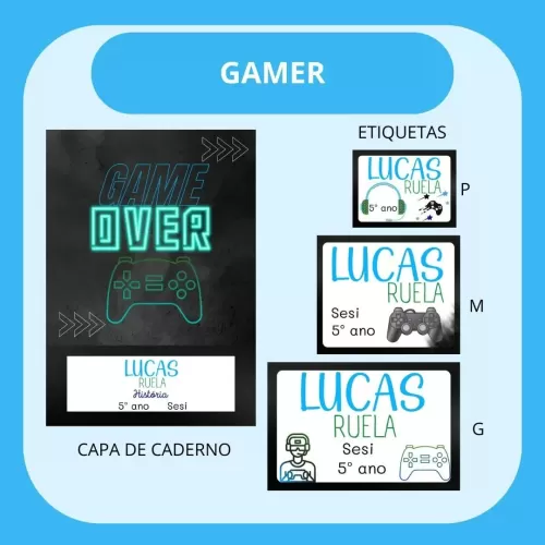 Etiquetas Escolares – Volta Às Aulas 2024 – Gamer – Hully Personalizados