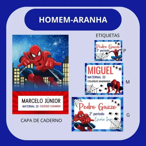 Etiquetas Escolares – Volta Às Aulas 2024 – Homem Aranha – Hully Personalizados