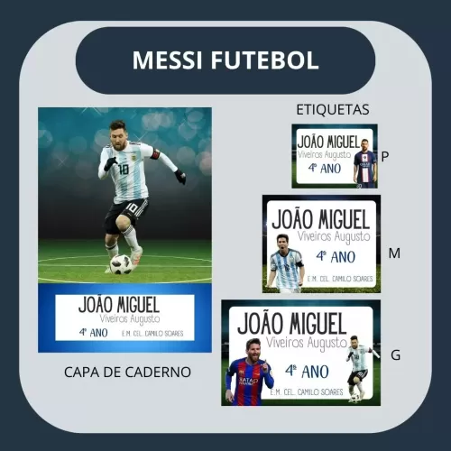 Etiquetas Escolares – Volta Às Aulas 2024 – Messi Futebol – Hully Personalizados