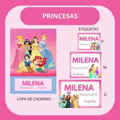 Etiquetas Escolares – Volta Às Aulas 2024 – Princesas – Hully Personalizados