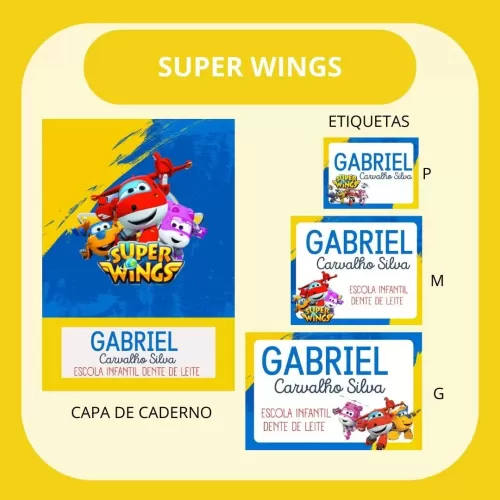 Etiquetas Escolares – Volta Às Aulas 2024 – Super Wings – Hully Personalizados