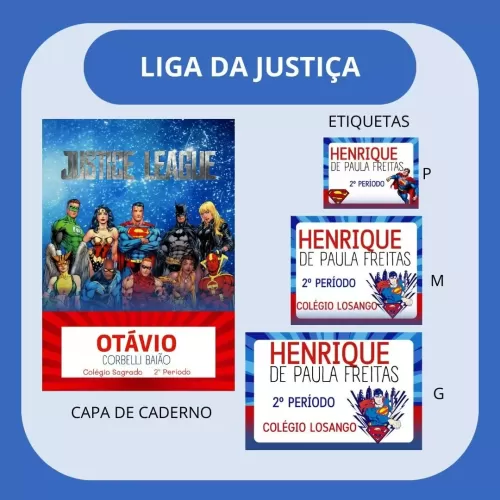 Etiquetas Escolares – Volta Às Aulas – Liga da Justiça – Hully Personalizados
