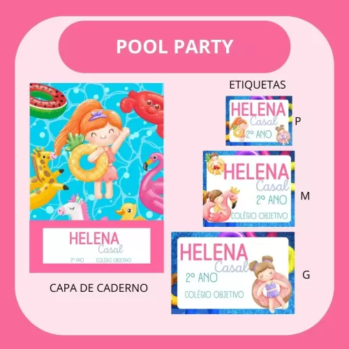 Etiquetas Escolares – Volta Às Aulas – Pool Party – Hully Personalizados