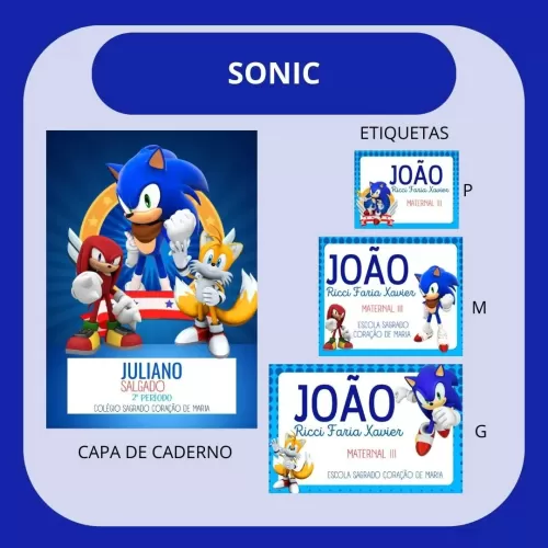 Etiquetas Escolares – Volta Às Aulas – Sonic – Hully Personalizados