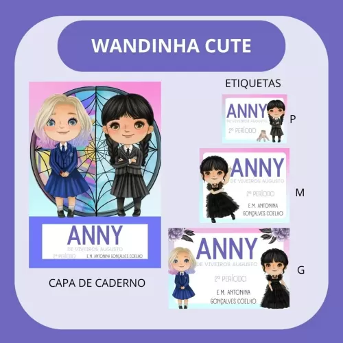 Etiquetas Escolares – Volta Às Aulas – Wandinha Cute – Hully Personalizados