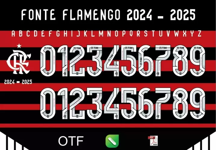 Fonte Flamengo Adidas 2024 - 2025 - TTF - CDR - PDF