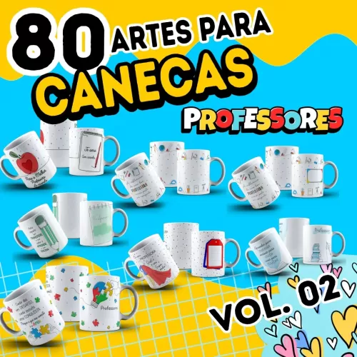 Kit 80 Artes Para Caneca Dia Dos Professores em Linha PNG 