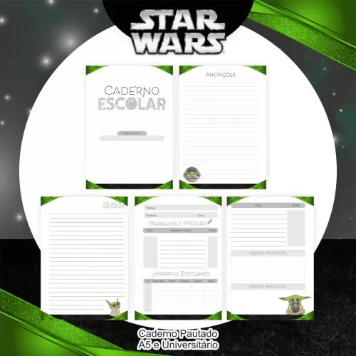 Kit Completo Baby Yoda | Star Wars – Escolar | Saúde – Encadernação – Pamella Vieira