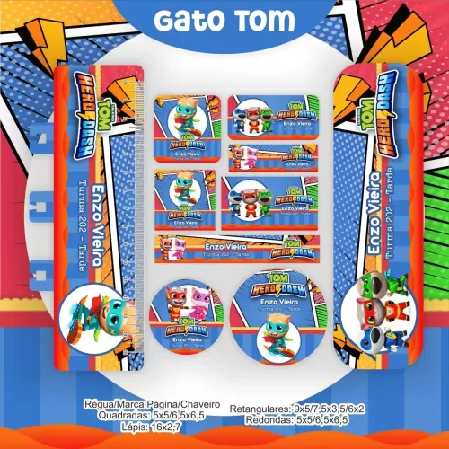 Kit Completo – Gato Tom Escolar | Saúde – Encadernação 2024 – Pamella Vieira