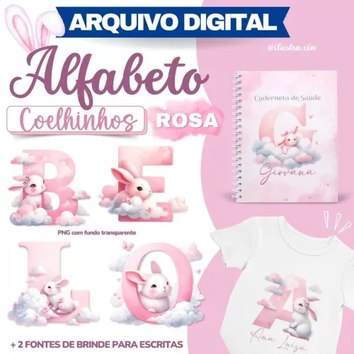 Kit Digital – Alfabeto COELHINHOS ROSA (Ilustracin)