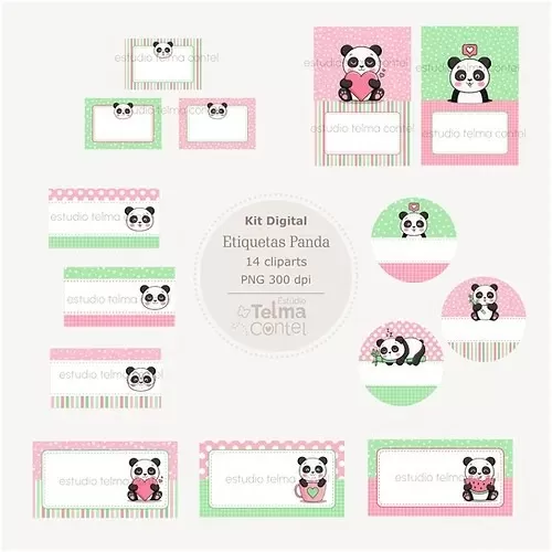 Kit Digital – Etiquetas Escolares | Panda – Volta Às Aulas 2024 – Estúdio Telma Contel