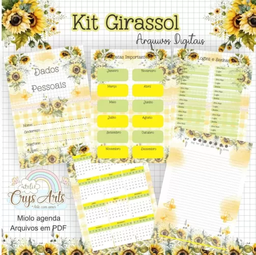 Kit Girassol – Encadernação – Ateliê Da Crys