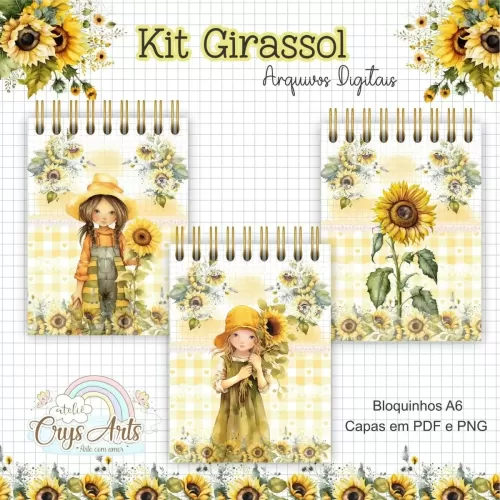 Kit Girassol – Encadernação – Ateliê Da Crys