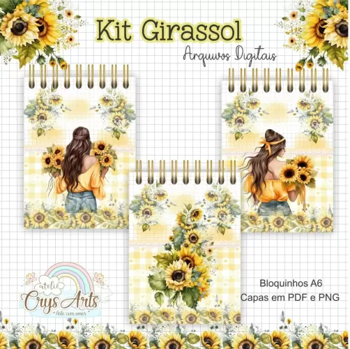 Kit Girassol – Encadernação – Ateliê Da Crys