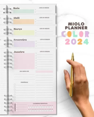 Miolo Planner 2024 Colors (Bicho Papel)