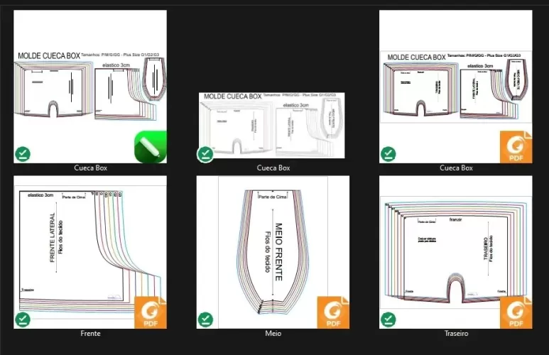 Molde de Costura Para Imprimir - 50 - Cueca Box (P ao G3 Plus Size)
