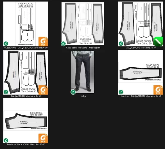 Molde de Costura Para Imprimir - Calça Social Masculina (36 ao 50) Molde de Costura Para Imprimir - Calça Social Masculina (36 ao 50)