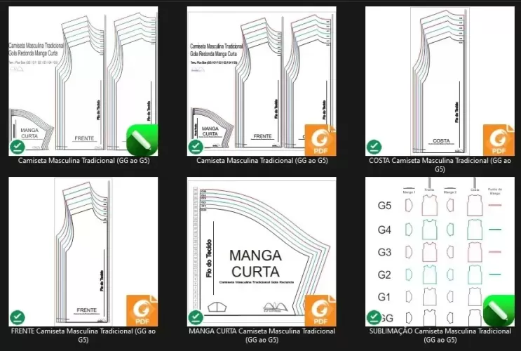 Molde de Costura Para Imprimir Camiseta - 42 - Camiseta Tradicional (GG ao G5)