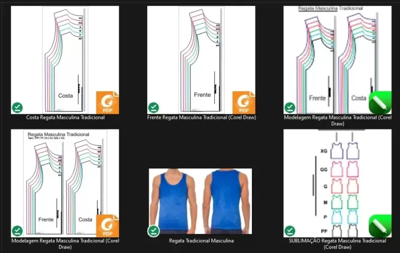 Molde de Costura Para Imprimir Camiseta - 58 - Regata Tradicional Masculina (PP ao XG)