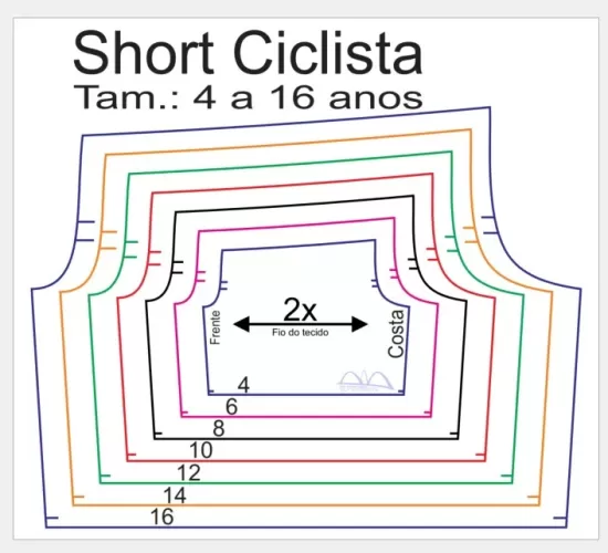Molde de Costura Para Imprimir Camiseta Infantil - 45 - Short Ciclista _Compressão_ (4 a 16 anos)