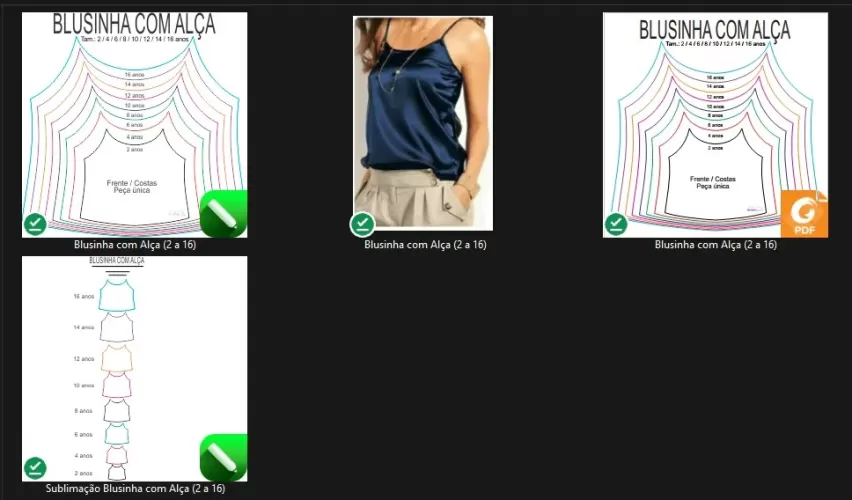 Molde de Costura Para Imprimir Camiseta Infantil - 46 - Blusinha com Alça (2 a 16)