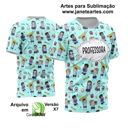 Nova Coleção de Estampas Vetoriais para Camisas de Professora 2024 - Modelo 03 Nova Coleção de Estampas Vetoriais para Camisas de Professora 2024 - Modelo 03