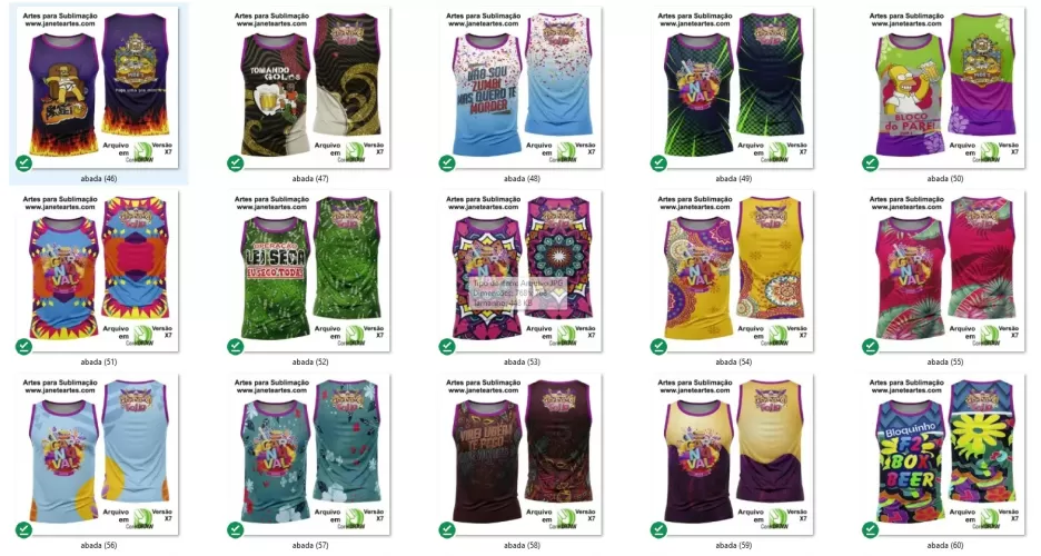 Pack 65 Artes Corel - Abadás Camisetas - Editáveis - Carnaval 2024 - 2025