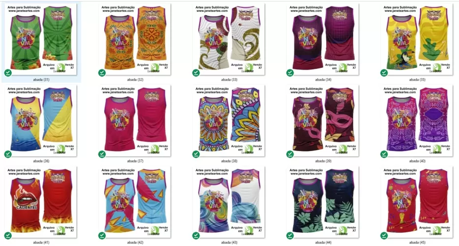 Pack 65 Artes Corel - Abadás Camisetas - Editáveis - Carnaval 2024 - 2025