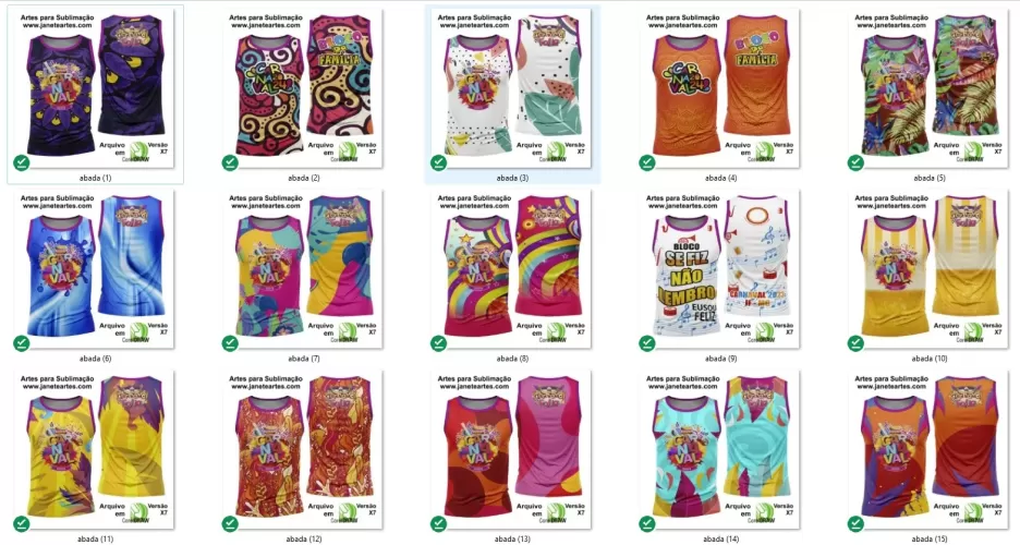 Pack 65 Artes Corel - Abadás Camisetas - Editáveis - Carnaval 2024 - 2025