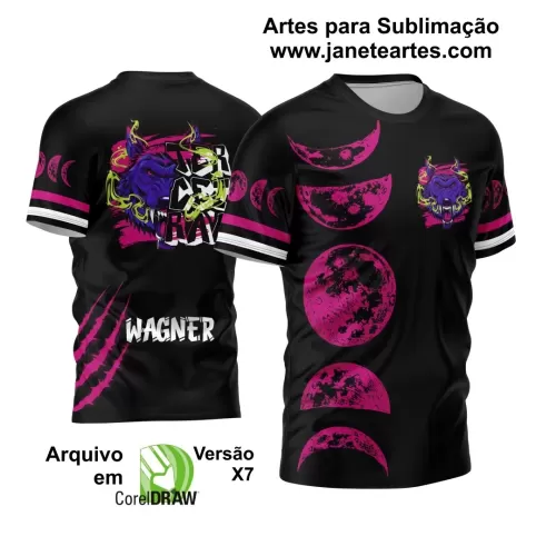 Template Camisa Preta Terceirão 2024 Lobo e Lua Rosa